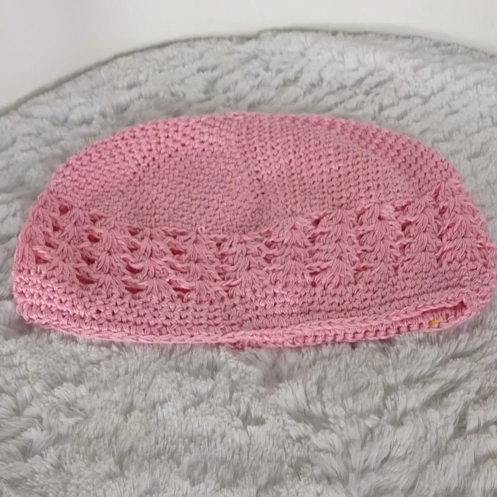 Handmade New Pink Crocheted Baby Beenie